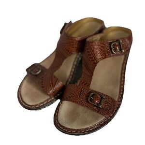 Alegria Women's 37 Lara 344 Wedge 2 Strap Snake Print Sandals US 6.5 - 7 Leather